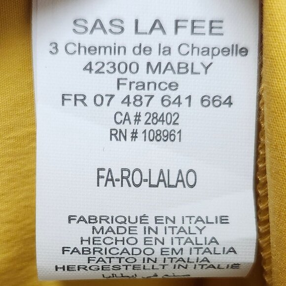 La Fee Atelier Women's Mustard Yellow Sleeveless Dress W/V-Neck Size 5.5 - Picture 3 of 4
